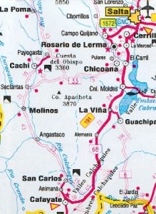 Carte du circuit Salta-Cachi-Cafayate-Salta